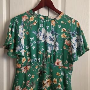 LOFT Green Floral Blouse